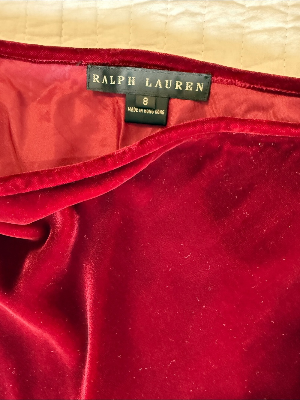 ✨Vintage Ralph Lauren Black Label Red Velvet Maxi Skirt Sz. 8✨